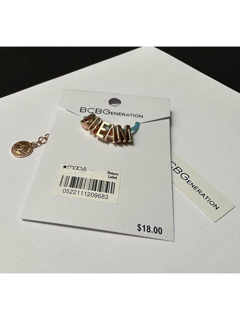 BCBGeneration DREAM Letter Charms Rose Gold Tone Blue Necklace NWT $18